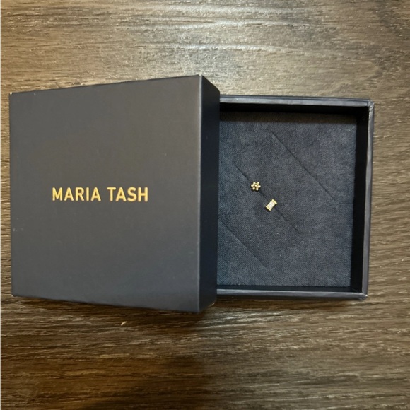 MARIA TASH Yellow Gold Diamond Baguette Threaded Stud Earring - Picture 3 of 3